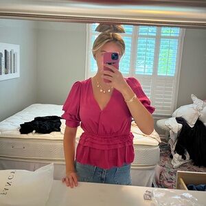 DO and BE Pink Ruffle Top